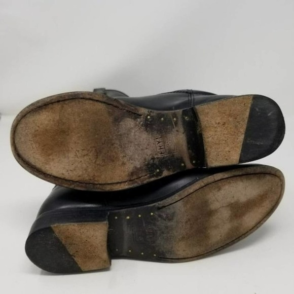 Frye Melissa Button Lug Tall Knee High Riding Equestrian Inspired Boots Black 6 - Picture 6 of 8